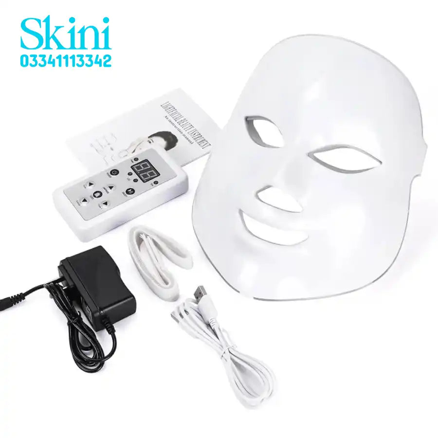 LED Face Mask With Neck Anti Acne Whitening 7 Colors Light Therapy Mask Without neck