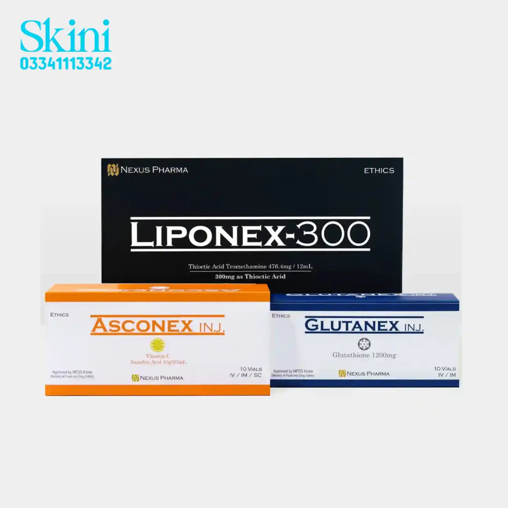 LIPONEX 300-Asconex Whitening Injections - GLUTANEX 1200mg Made in Korea